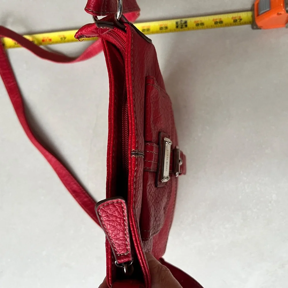 Red Faux Leather Nine West Purse with Adjustable Shoulder Strap